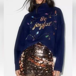 Nasty Gal Glitter Be Joyful Christmas Lights Sequin Woman Sweater size Large NWT